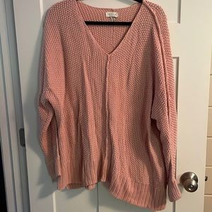 Cable knit pink sweater